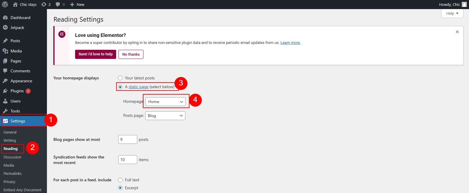 How to set homepage in WordPress? Stackfindover