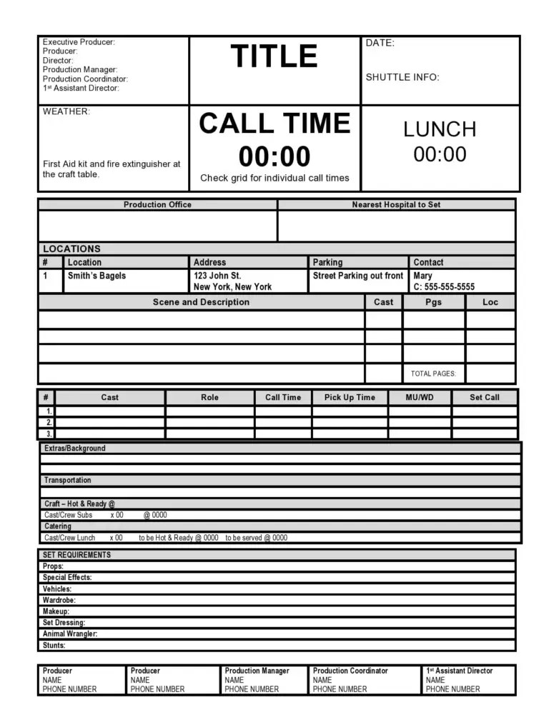 Your easy guide to a call sheet StudioVity