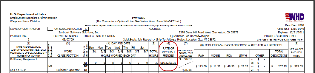 Calculating & Displaying Fringe Benefits on a Certified Payroll Report