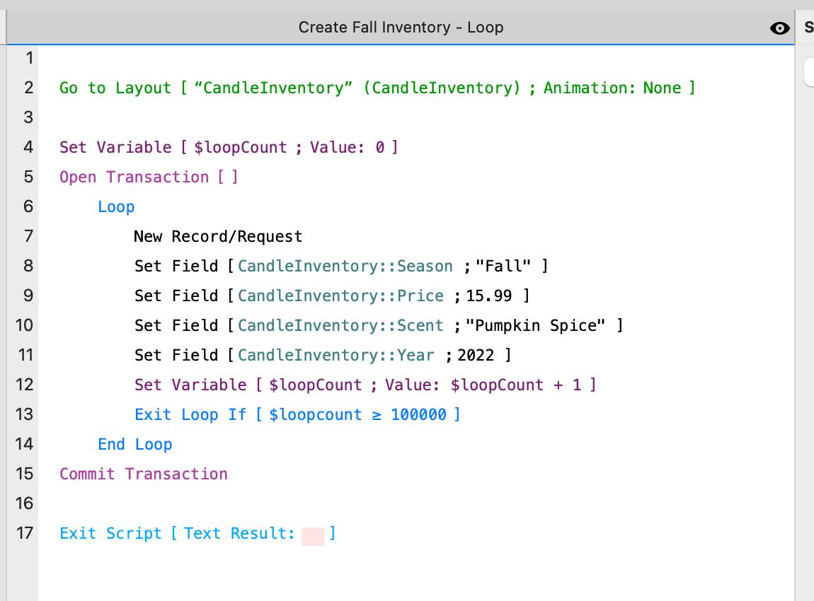 FileMaker Transaction Scripts Example