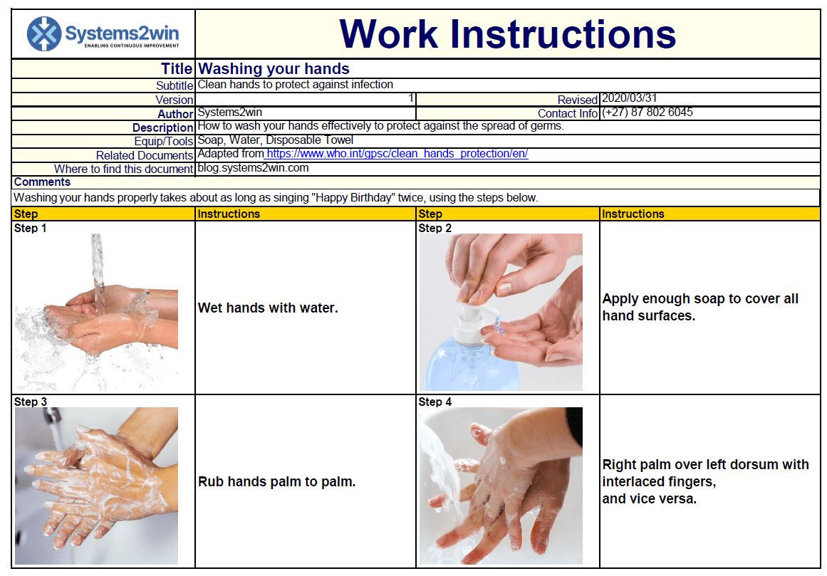 How to write Standard Work Instruction Systems2win Blog