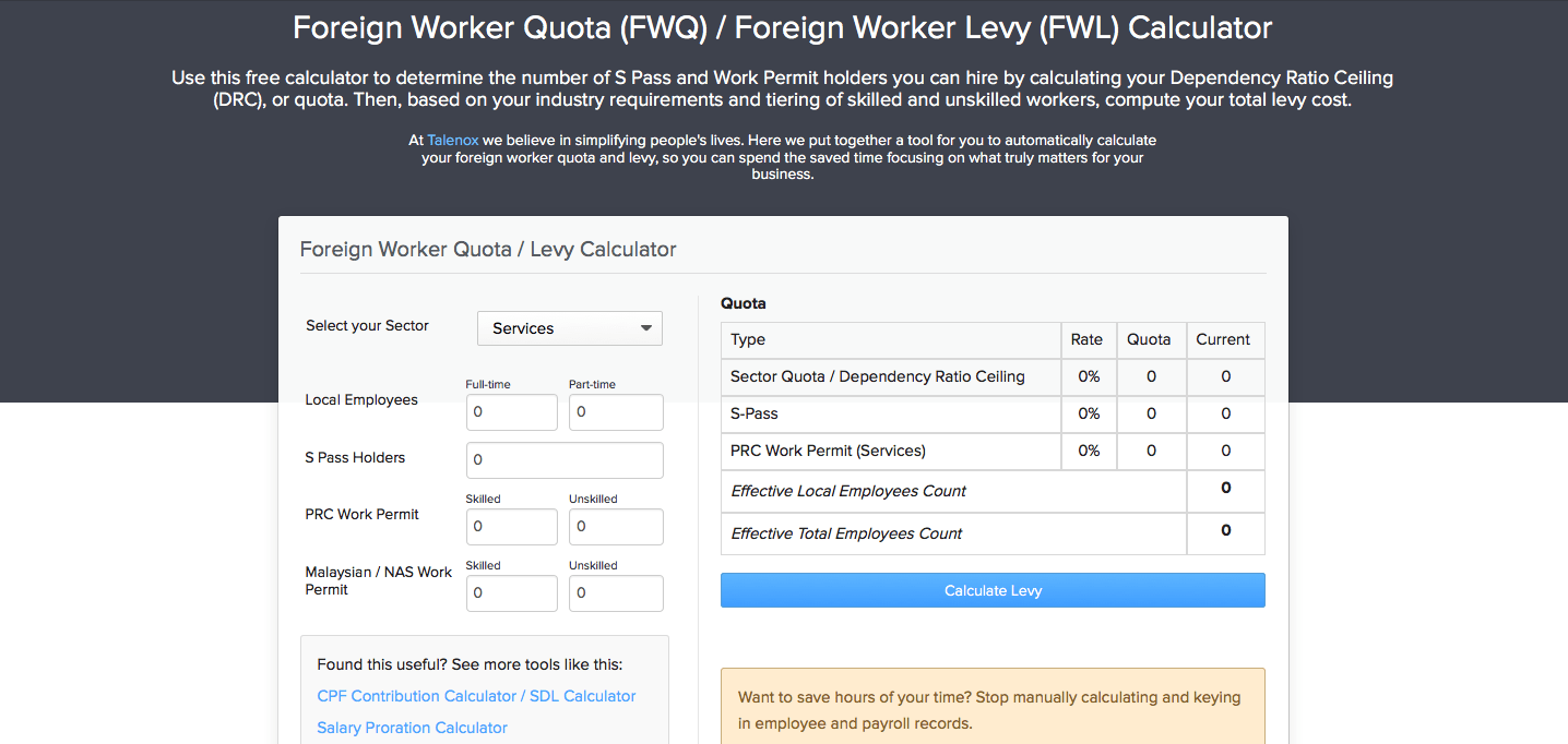 [Free Tool] Singapore Foreign Worker Levy Calculator The Vox of Talenox