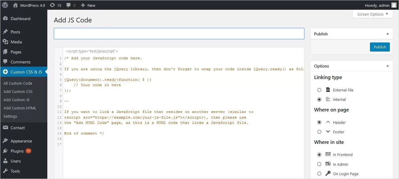 How to Add JavaScript and jQuery to WordPress TemplateToaster Blog
