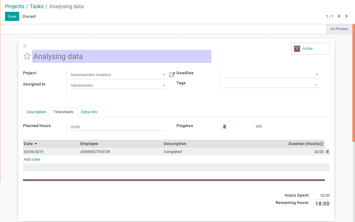 Employee Timesheet handled by Odoo ERP