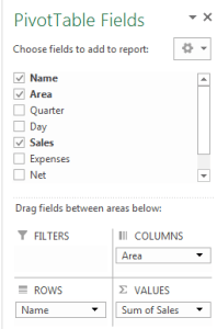 Pivot Table Options for further analysis