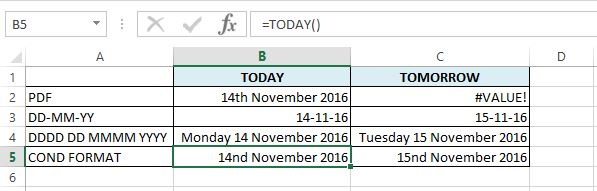 image showing number formats set up for conditional formatting