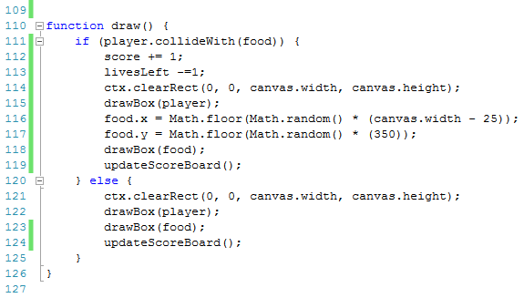 image showing changes being made to the draw function