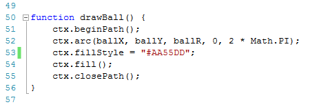 arkanoid game tutorial drawball function