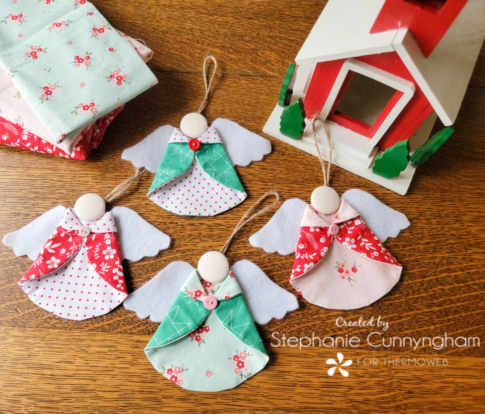 Fabric Angel Ornaments with Fleece Wings Therm O 