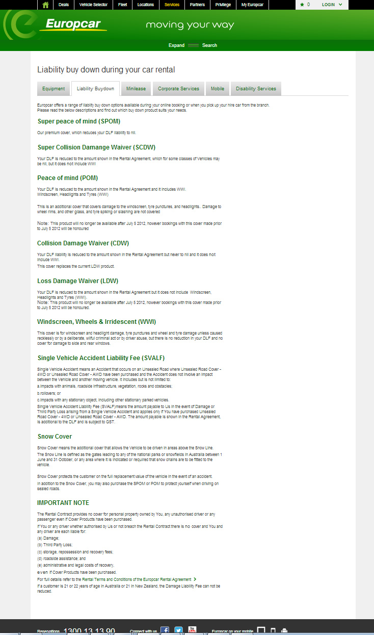 Europcar Excess Buy Down Rate Details (lack of) Car Rental Excess