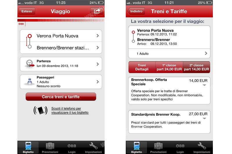 EC DBÖBB sull’App “ÖBB Tickets”
