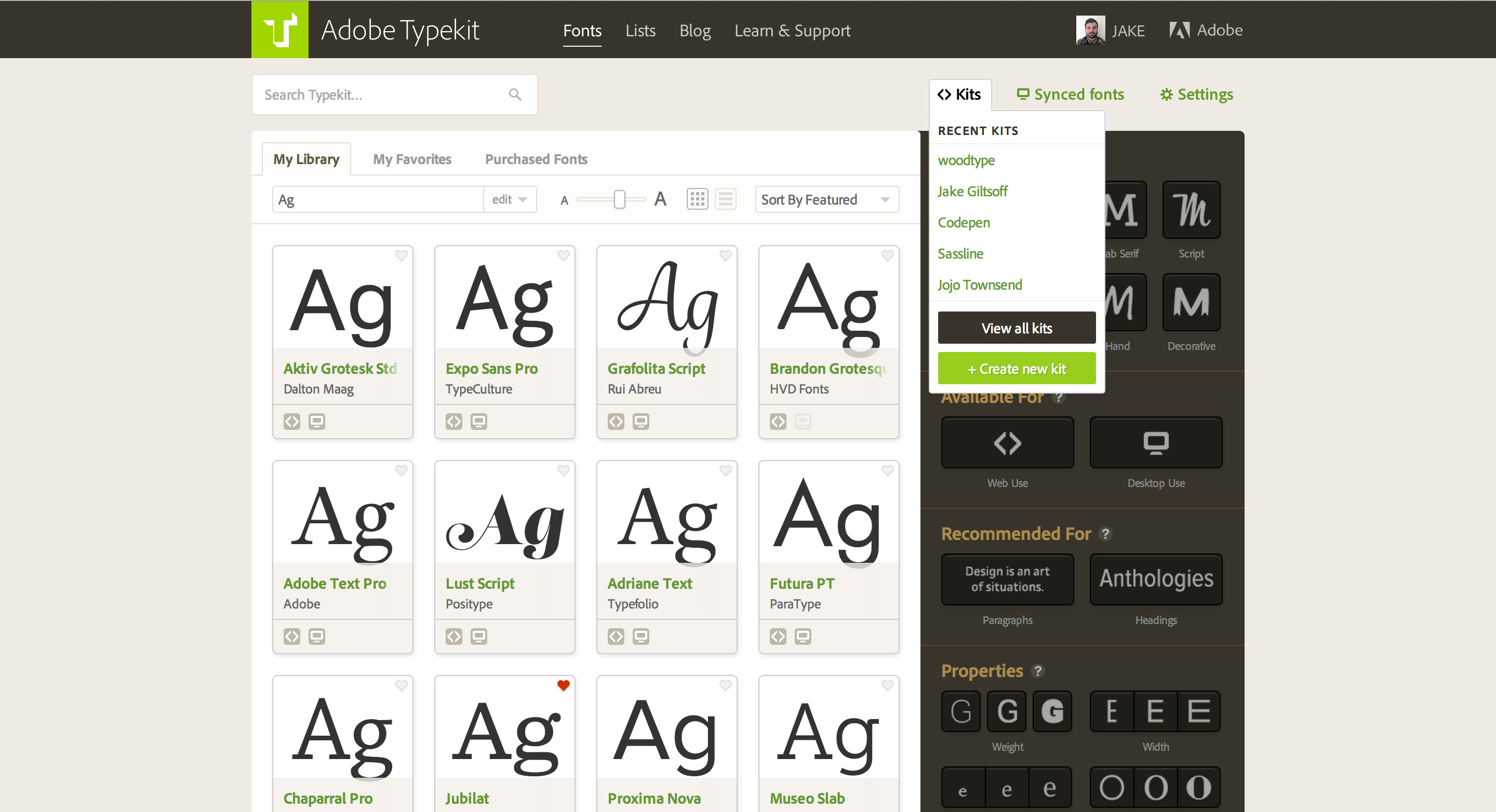 The Typekit Blog Kit Management is here