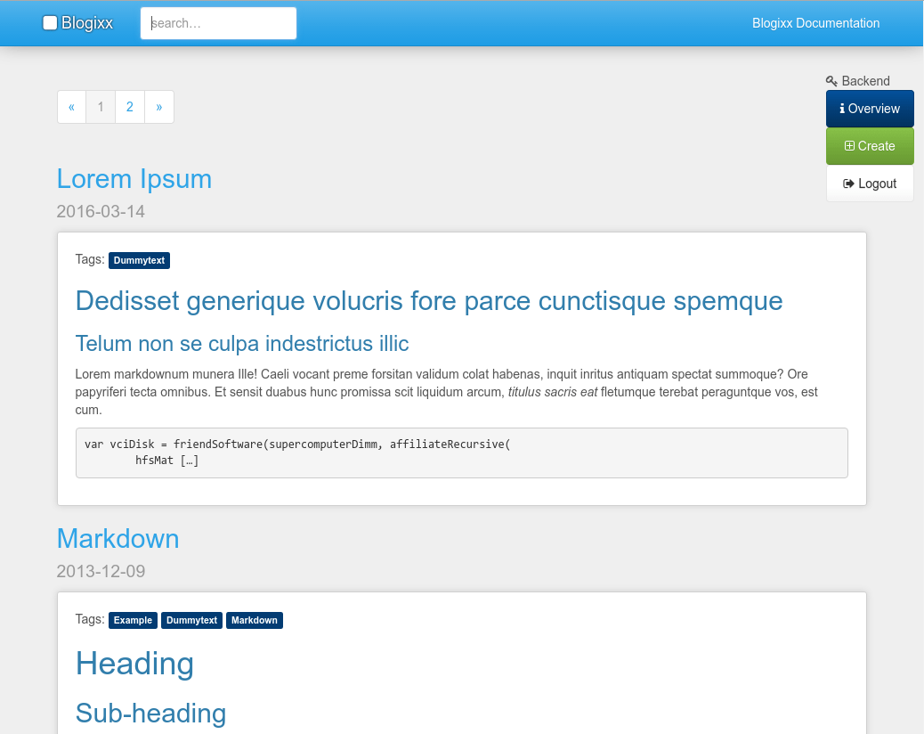 Blogixx a markdown Flat File Blog System