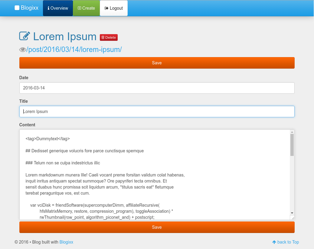 Blogixx a markdown Flat File Blog System