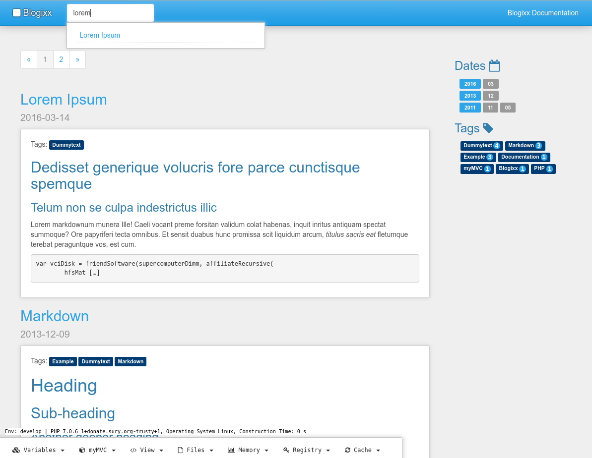 Blogixx a markdown Flat File Blog System