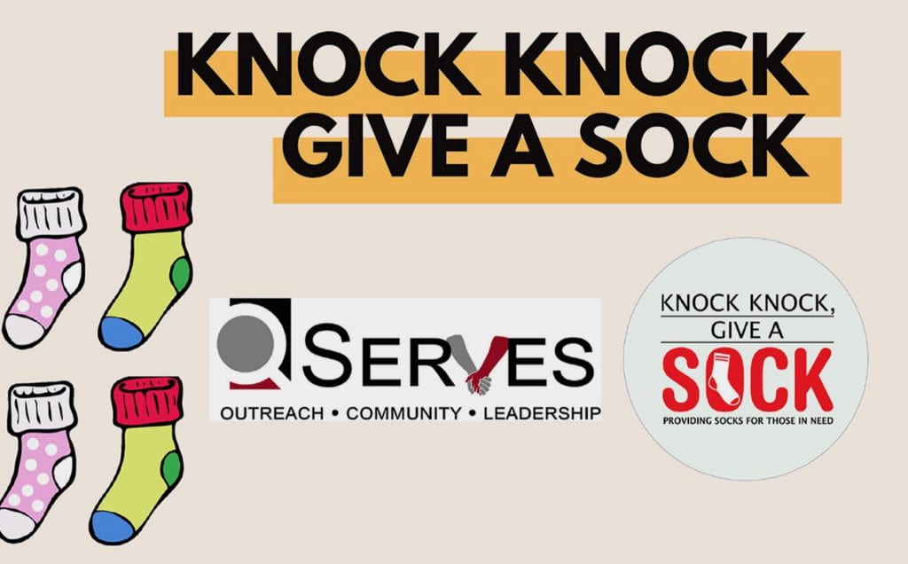 Knock Knock Give a Sock QUESTServes Organizes Sock Collection Drive