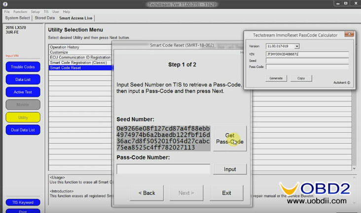 Reset Pass Code by VXDIAG VCX NANO toyota+Techstream UOBDII Official Blog