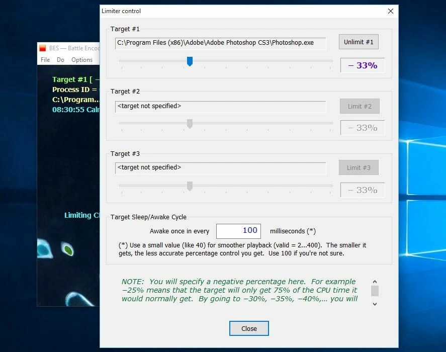 How to limit the RAM consumed by Windows processes
