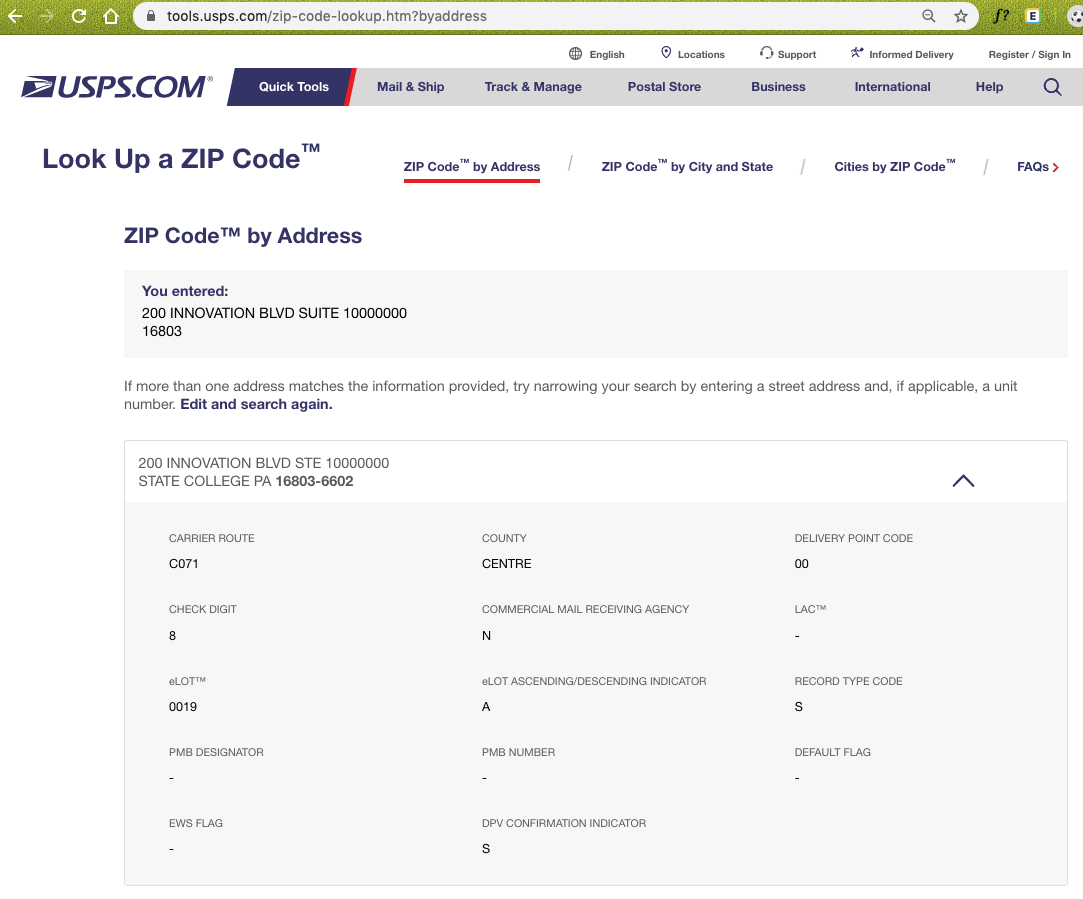 USPS Address Standardization for NonExisting Secondary Addres