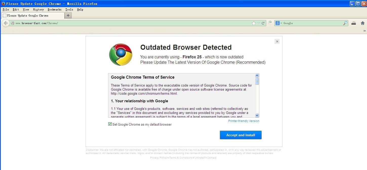 “Your Current Browser Is Outdated” Remove “Outdated Browser Detected