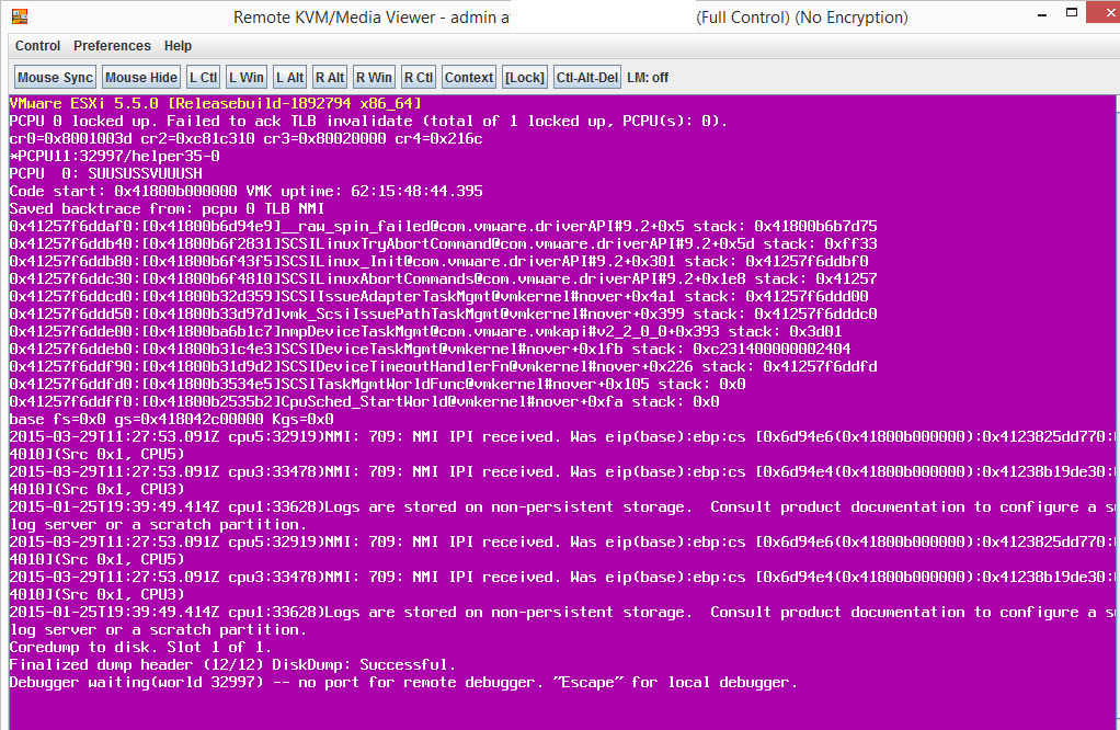 ESXi 5.5 threw PSOD, Raid controller driver IT talks