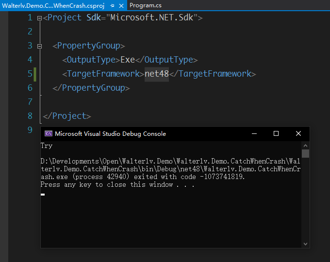 App will crash when using the when keyword in a catch expression walterlv