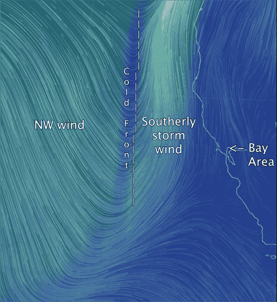 Cold Front arriving, departs then strong NW wind