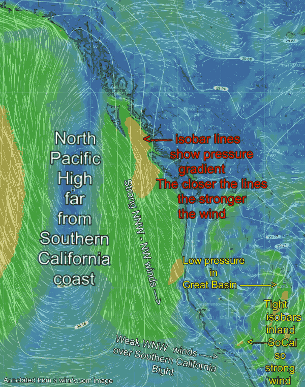 A Steep Were Strong Pressure Gradient Appears On A Weather Map West Coast Wind Blog Strong pressure gradient to Great Basin means
