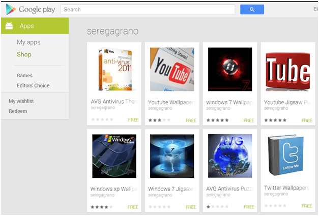 Exemplos de aplicativos falsos do AVG para Android