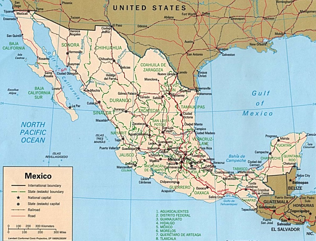 Administrative Map of Mexico Nations Online Project