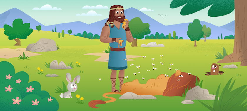 Samson eating honey from the lion YouVersion