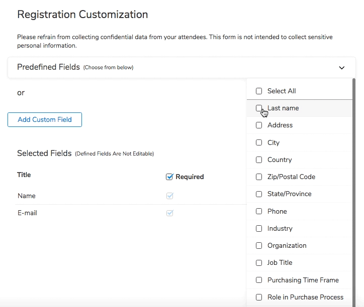 Understand your leads better with customizable webinar registration