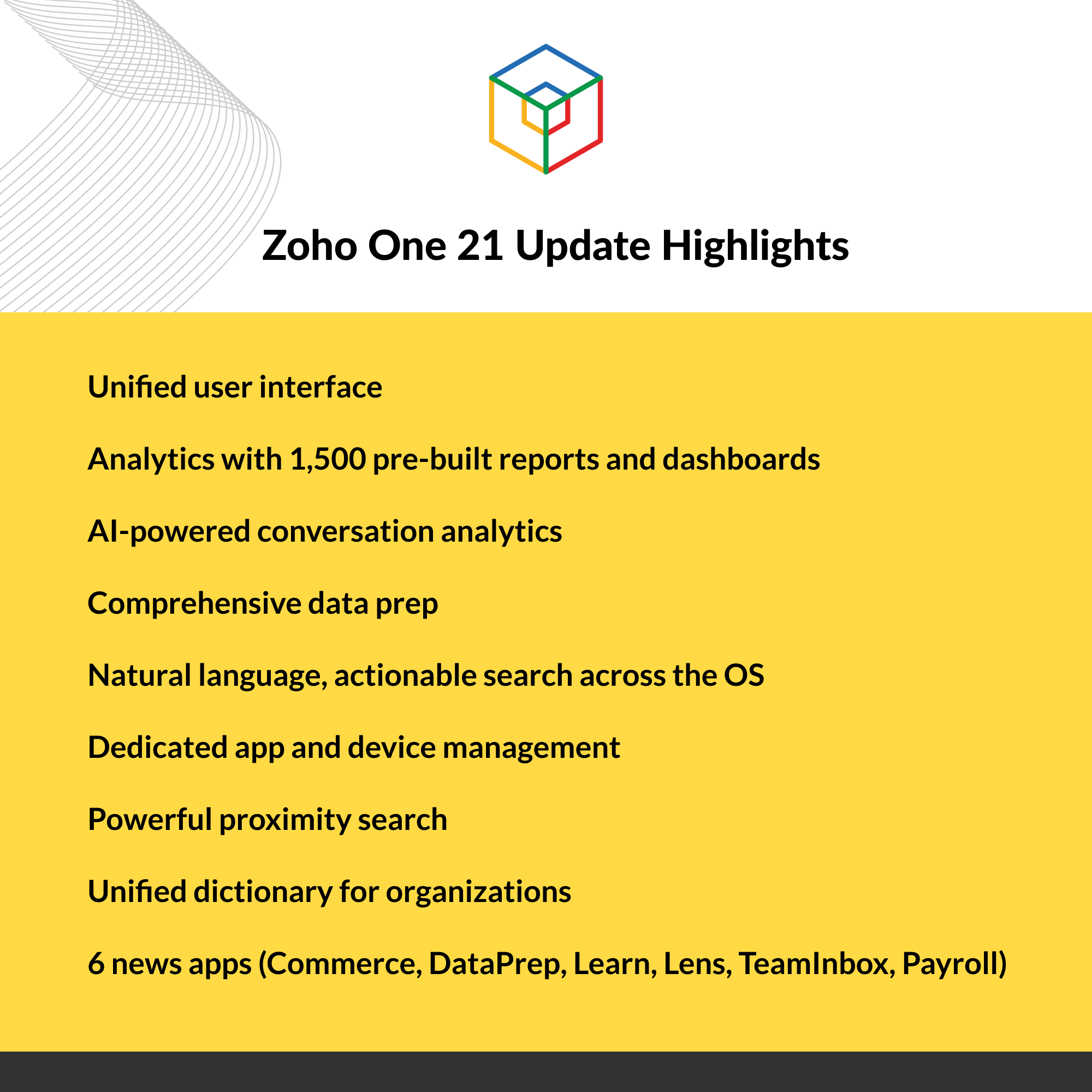 Zoho One Announcing Zoho One 21, our allnew unified operating system