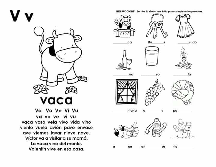 Actividades con la silaba va ve vi vo vu Blog didáctico