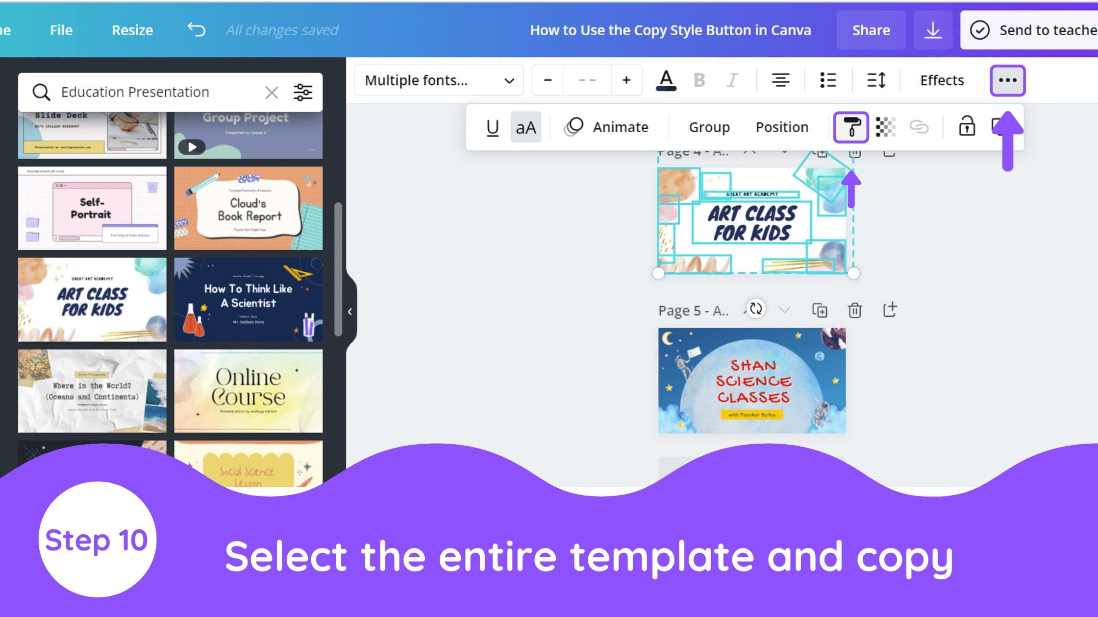 How to Use the Copy Style Button in Canva (Paint Brush) Blogging Guide