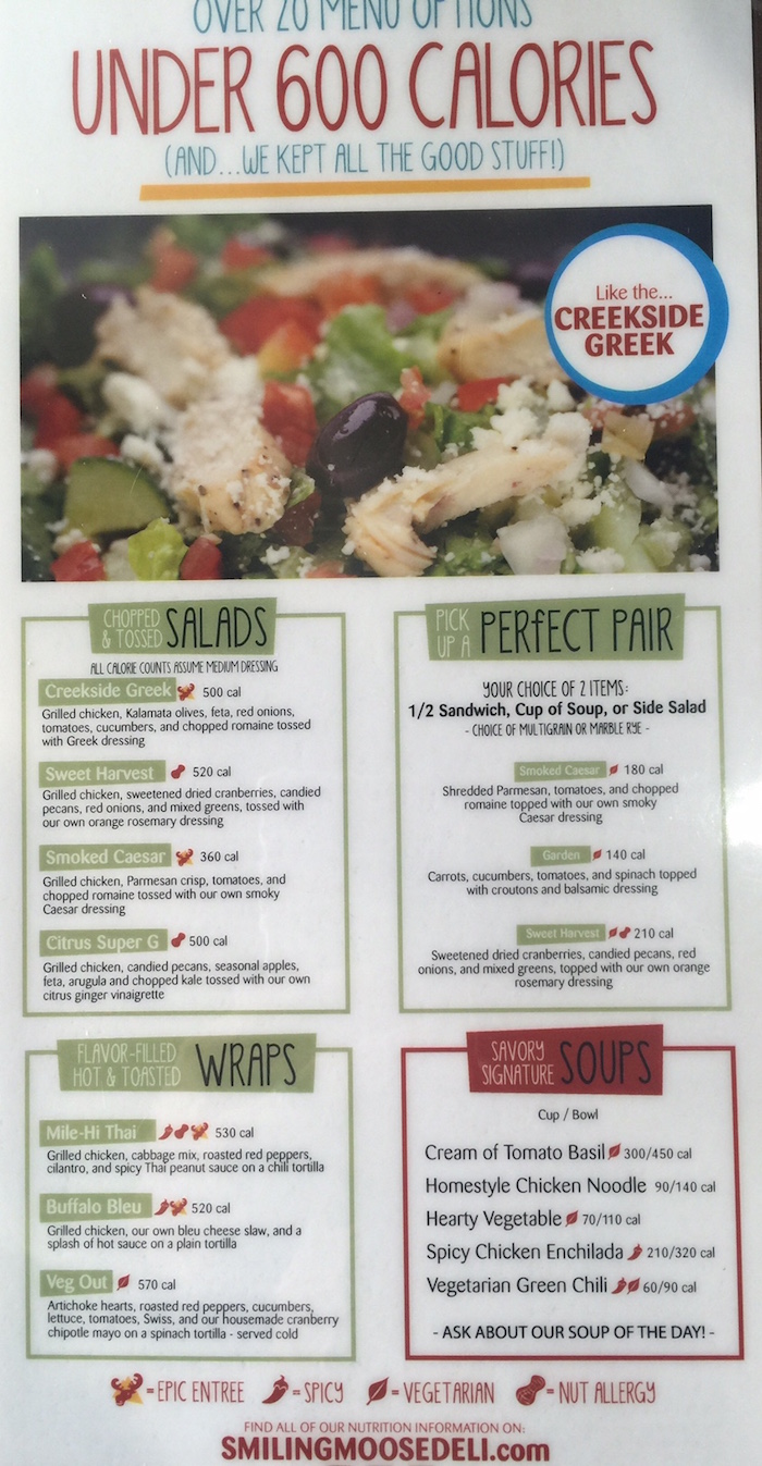 NEW Under 600 Calories Menu Smiling Moose Deli Eau Claire, WI