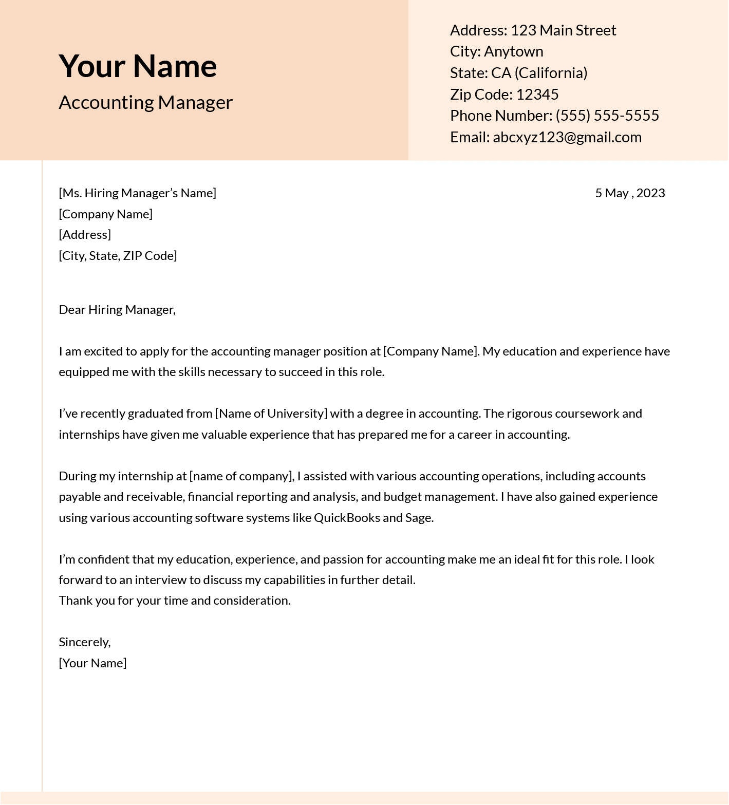 Accounting Manager Cover Letter Guide With Example