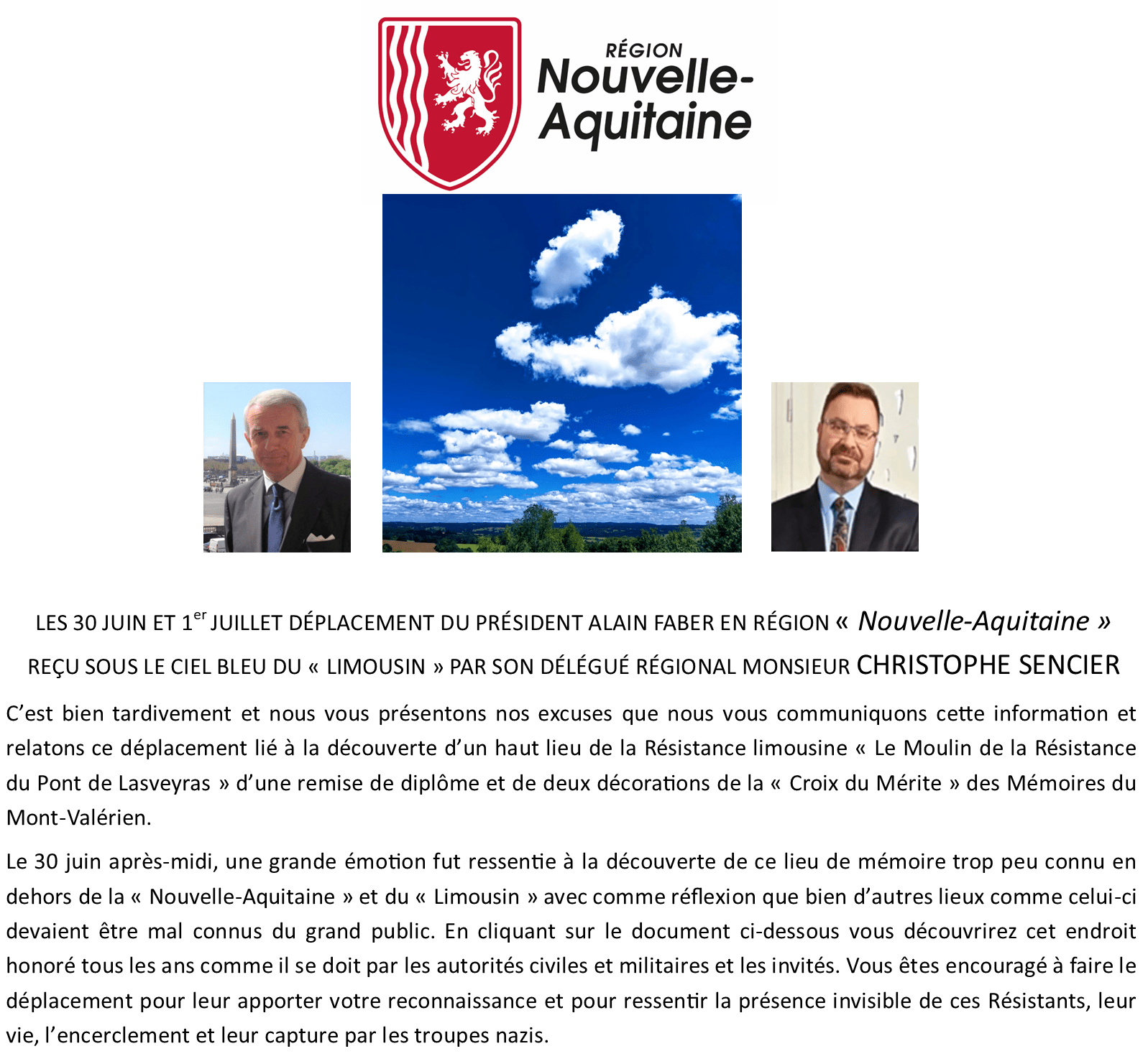 DÉLÉGATION DE LA « NOUVELLEAQUITAINE » Le blog des Mémoires du Mont