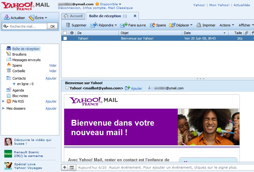 Ouvrez vite un compte Yahoo! Mail