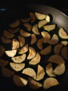 Frying chopped zucchini
