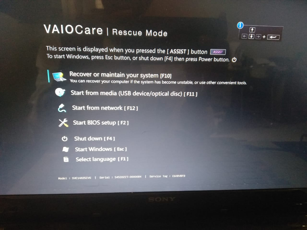Boot Menu Sony Vaio Model SVE14AG17W Blognyaheru