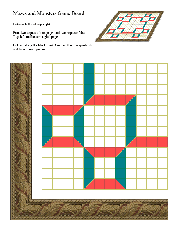 Printable Mazes and Monsters game board « Blog of Holding