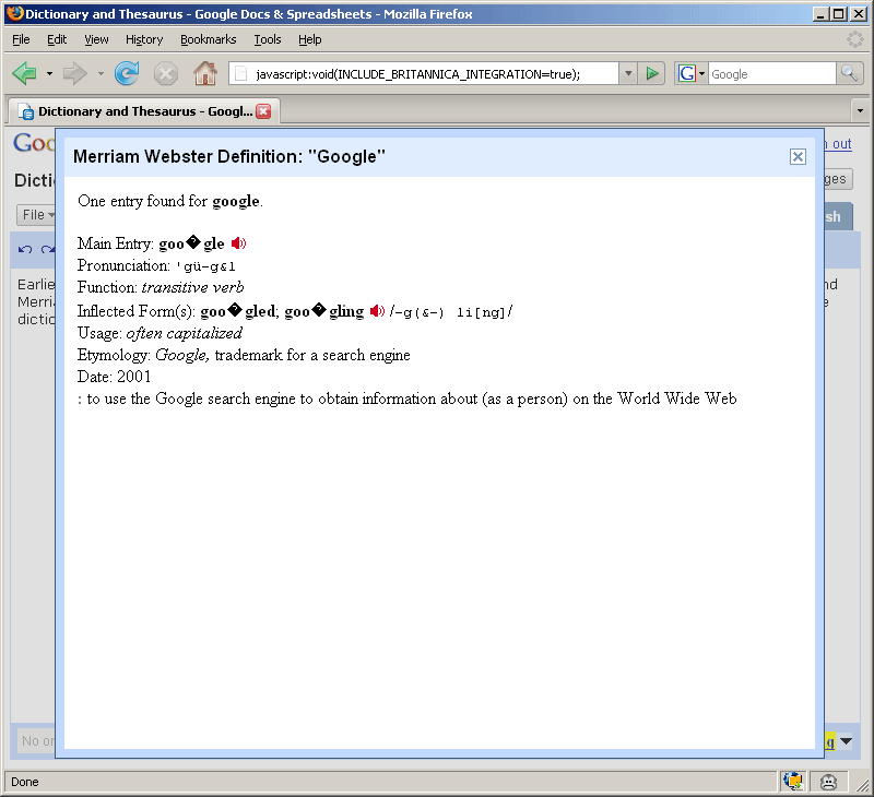 Google Docs Dictionary and Thesaurus