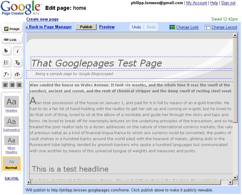 Google Page Creator
