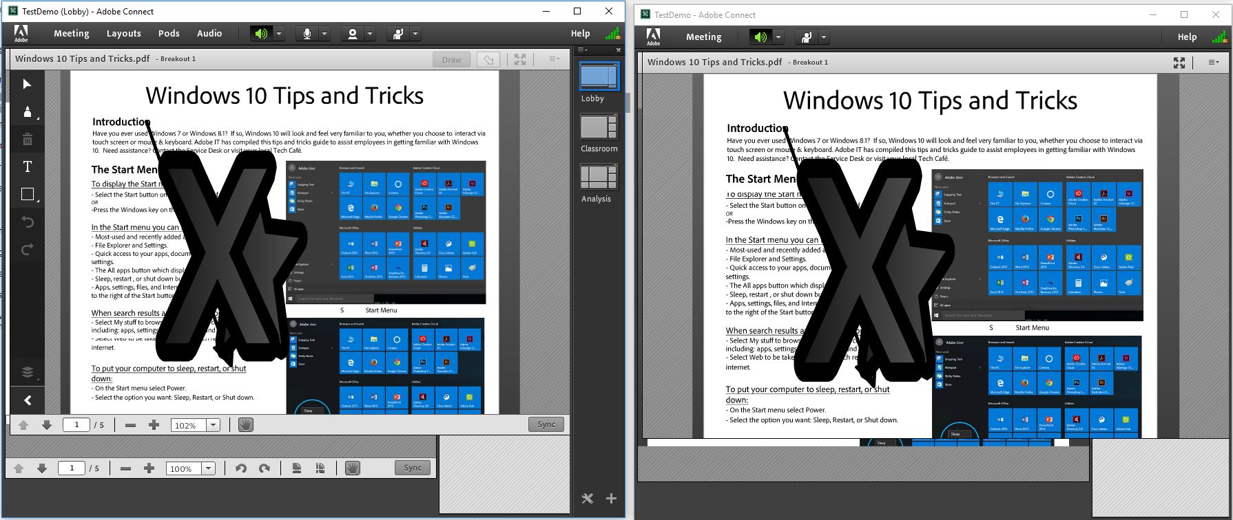 Annotations/Drawings show on the first page of pdf content when