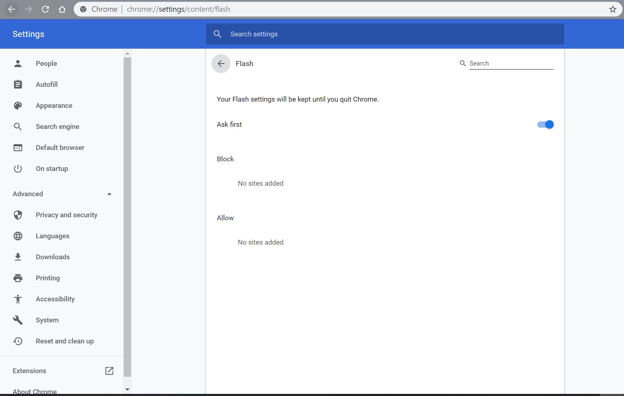 Adobe Flash and Incognito mode detection blocked using Chrome 76