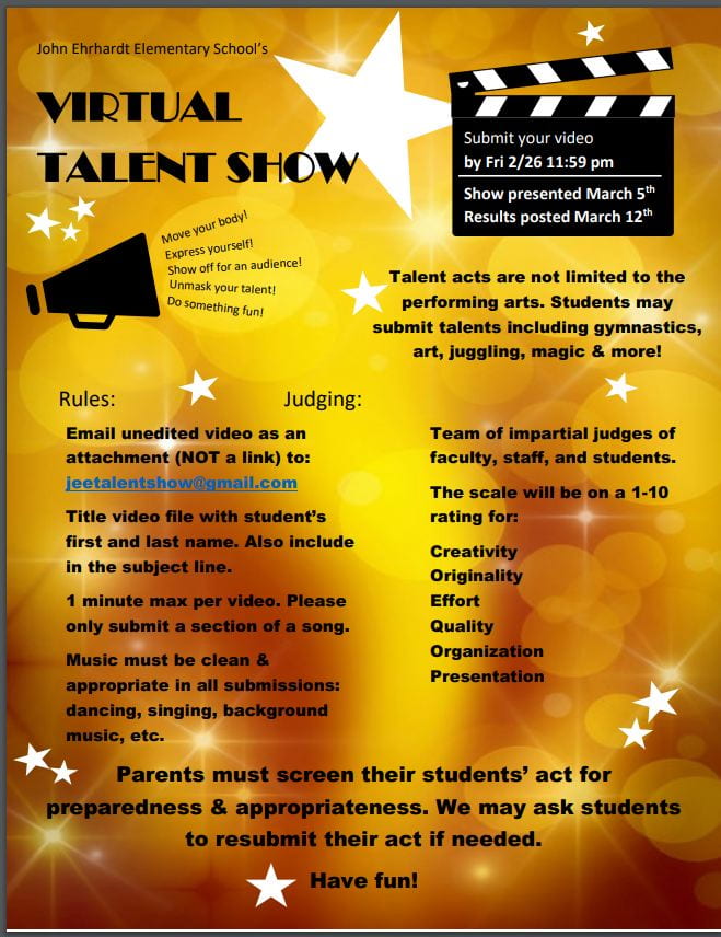 John Ehrhardt Elementary Virtual Talent Show