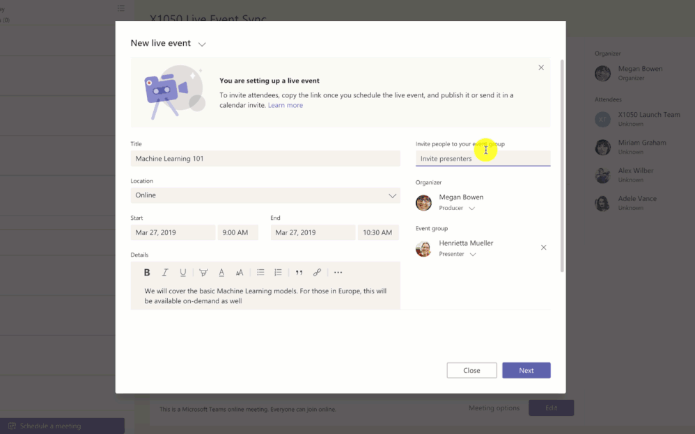 Eventos en directo, ya disponible en Microsoft Teams