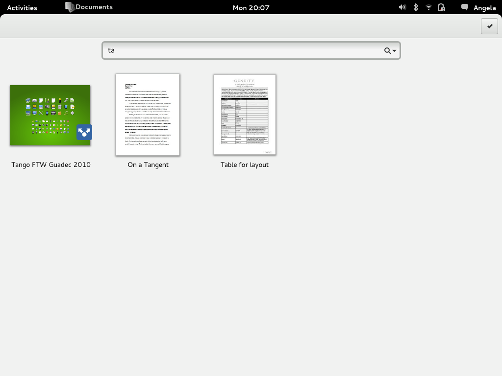 GNOME Documents Mockup Search Form and Function